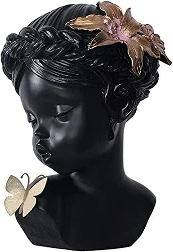 joylern 树脂女孩雕像亲吻蝴蝶女孩雕像现代女孩雕塑工艺装饰客厅餐桌